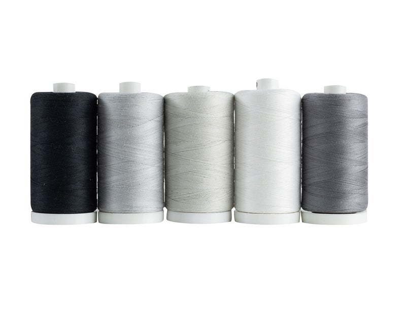 Connecting Threads 100 Cotton Thread Sets  1200 Yard Spools Set of 5  Salt  Pepper