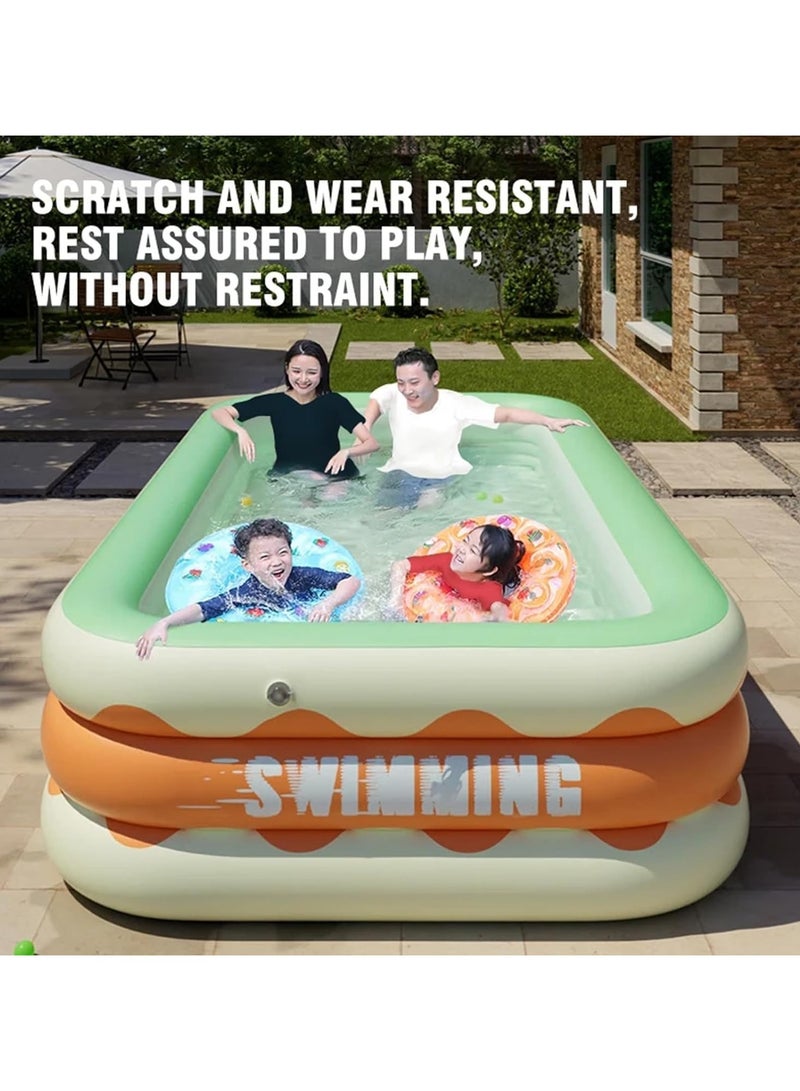تابيت مسبح، مسبح قابل للنفخ للأطفال الصغار والكبار، مسبح حديقة بثلاث طبقات سميكة، مسبح عائلي قابل للنفخ كامل الحجم، مناسب للفناء الخلفي والحديقة الخارجية (300*56*175 سم) - Image 2