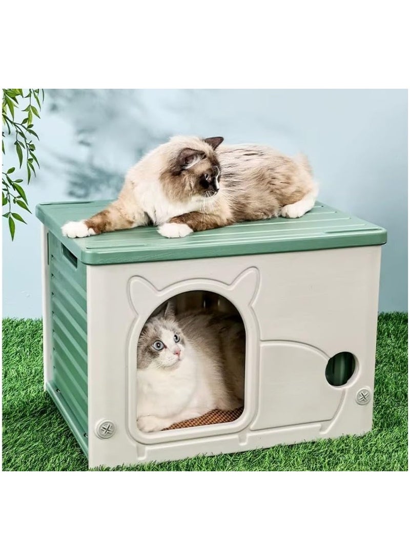 Cat dog House – Indoor/Outdoor Durable Cat Shelter with Cute Design, Easy to Clean, Weather-Resistant .Stray Cats Kitty Shelter .Cave Bed for Cats & Small Pets (54x41x38cm) - Image 1