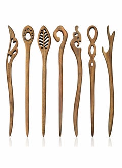 Wooden Hair Sticks Chopstick for Women Bun Maker, Chinese hairpin Pins Long Handmade Chignon Maker Accessories (7 Pieces )