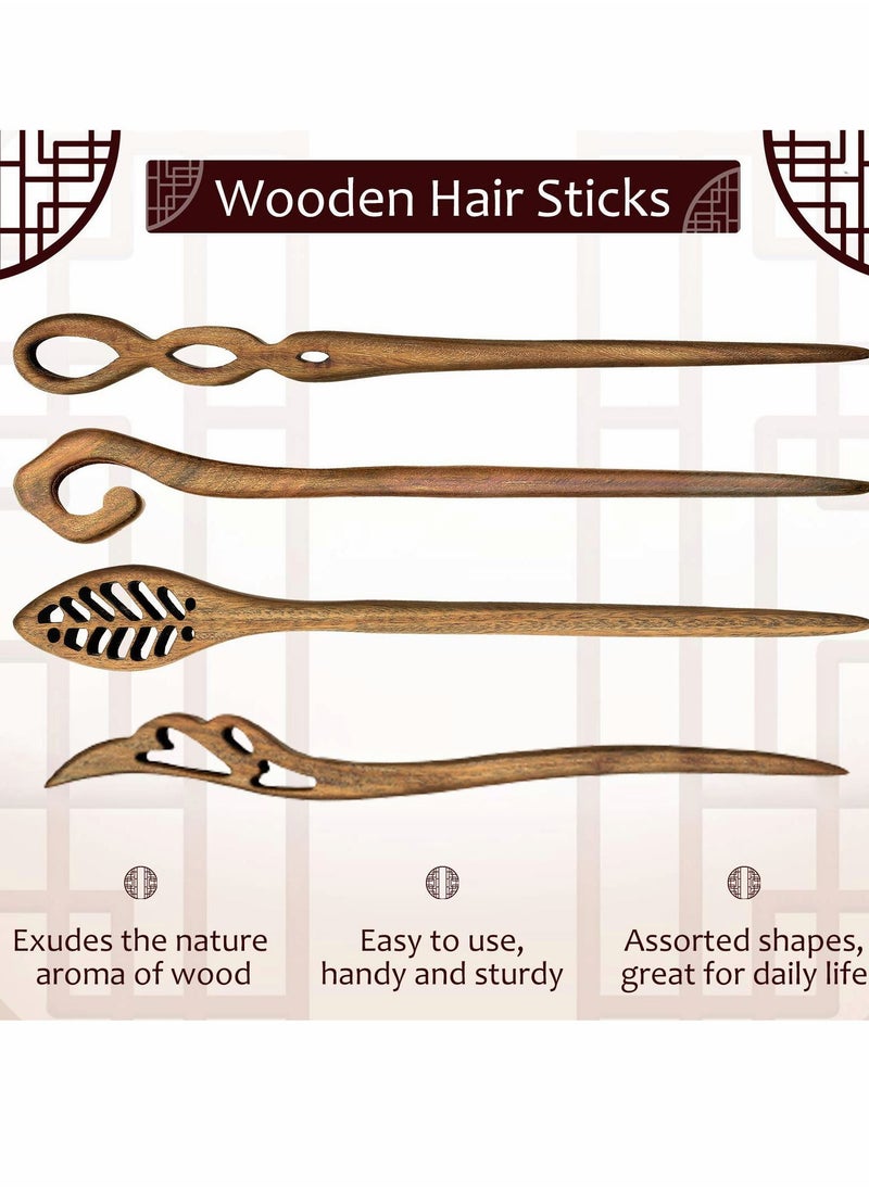 NIBEMINENT - Wooden Hair Sticks Chopstick for Women Bun Maker, Chinese hairpin Pins Long Handmade Chignon Maker Accessories (7 Pieces ) - Image 1