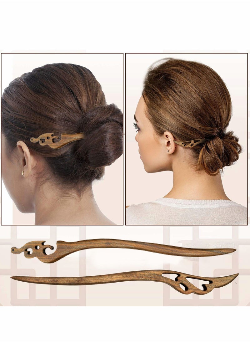 NIBEMINENT - Wooden Hair Sticks Chopstick for Women Bun Maker, Chinese hairpin Pins Long Handmade Chignon Maker Accessories (7 Pieces ) - Image 1