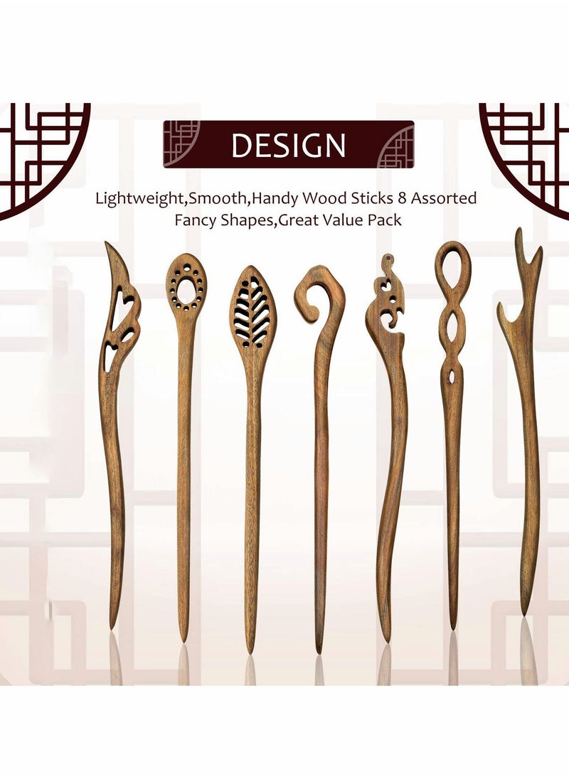 NIBEMINENT - Wooden Hair Sticks Chopstick for Women Bun Maker, Chinese hairpin Pins Long Handmade Chignon Maker Accessories (7 Pieces ) - Image 1