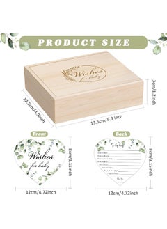Roowest 50 Pieces Botanical Baby Shower Advice Cards 1 Pack Baby Shower Keepsake Box Wooden Newborn Baby Box Organizer Best Wishes Baby Prediction Cards Baby Advice Cards for Baby Cards for Baby Shower Favors  - Image 2