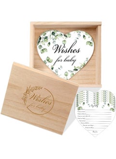Roowest 50 Pieces Botanical Baby Shower Advice Cards 1 Pack Baby Shower Keepsake Box Wooden Newborn Baby Box Organizer Best Wishes Baby Prediction Cards Baby Advice Cards for Baby Cards for Baby Shower Favors  - Image 1