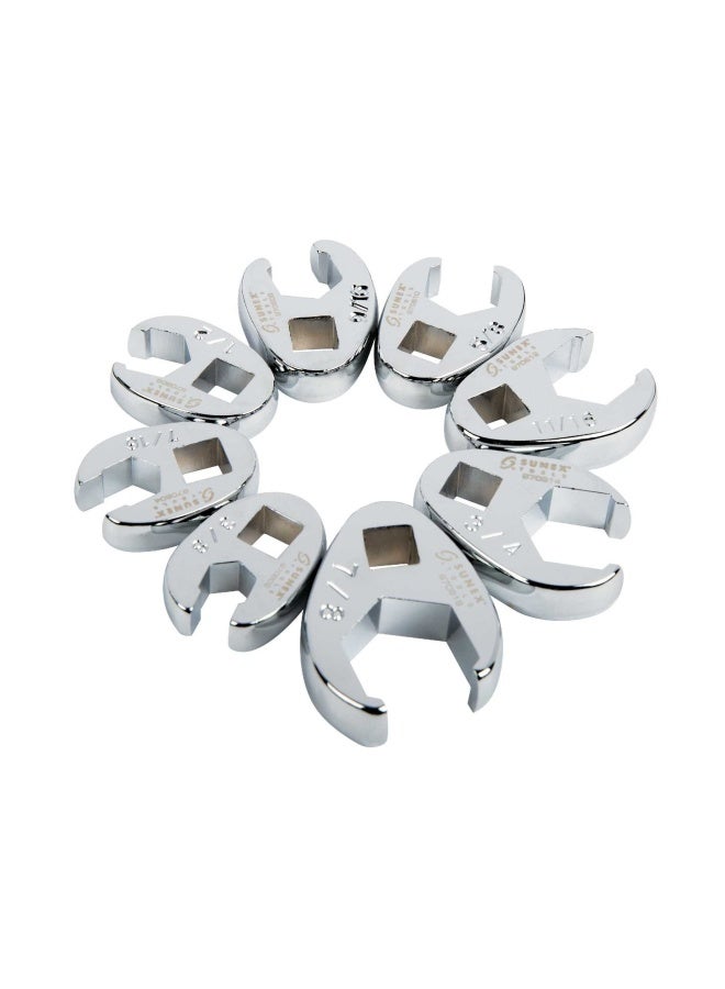 SUNEX TOOLS 9708 3/8-Inch Drive Fractional Crowfoot Flare Nut Wrench Set, 3/8-Inch - 7/8-Inch, Fully Polished, 8-Piece - Image 3