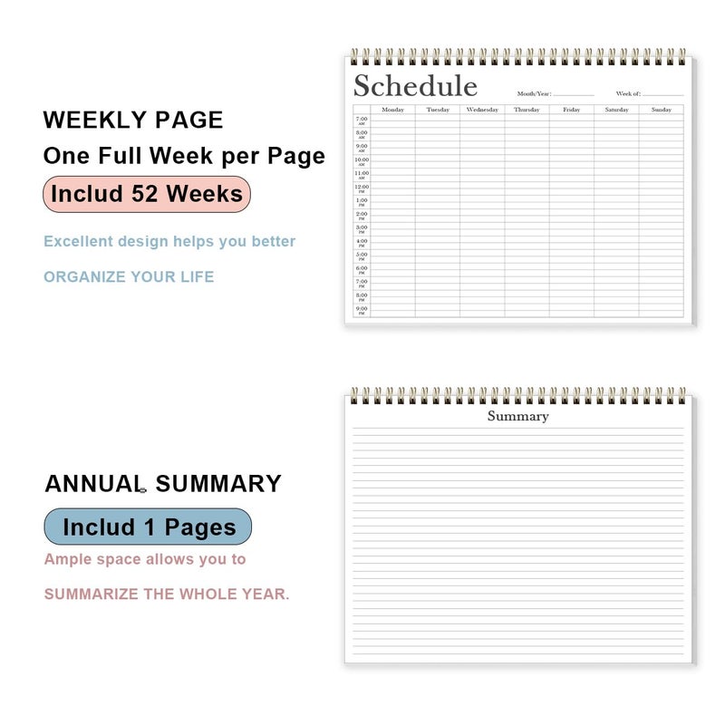 Tuun Fuplan Weekly Schedule Planner - 8.5" x 11" Undated Weekly Planner (Schedule Planner) for Home, Work, School, Projects, 52 Weeks, Black - Image 3