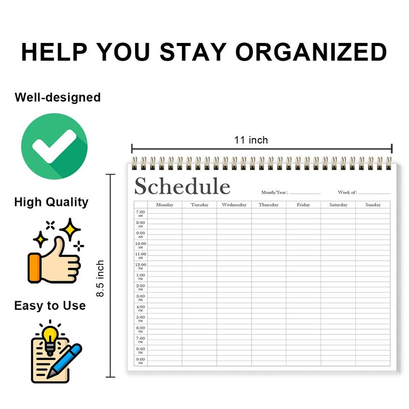Tuun Fuplan Weekly Schedule Planner - 8.5" x 11" Undated Weekly Planner (Schedule Planner) for Home, Work, School, Projects, 52 Weeks, Black - Image 2