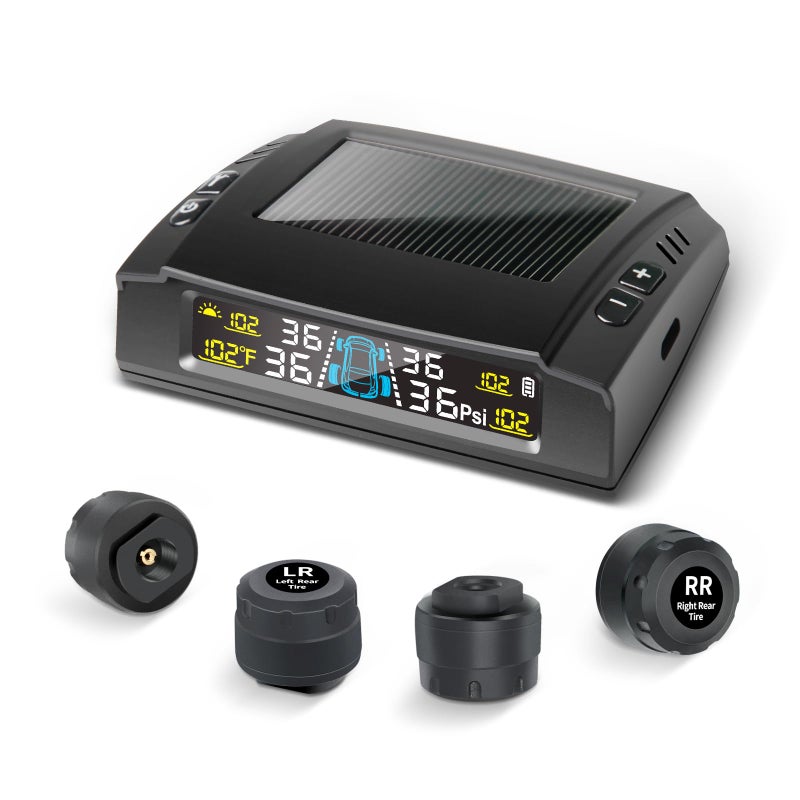 Masoll RV Tire Pressure Monitoring System M23 Tire Pressure Monitor with Solar Charge Auto Calibration TPMS with 4 Sensors 6 Alarm Modes HD Color Display 087 PSI for RVTrailerCamperSedan - Image 2