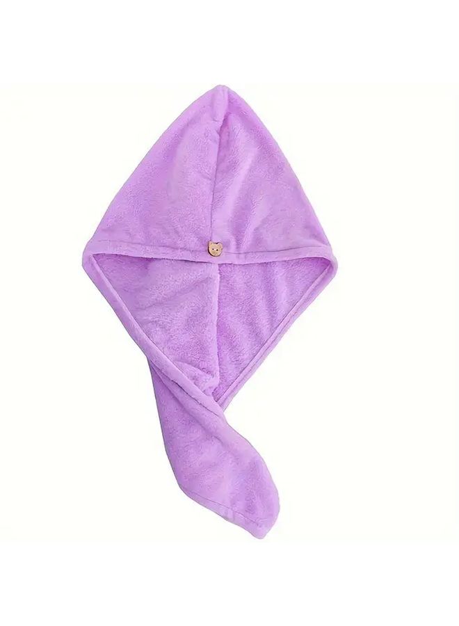 Quick Dry Microfiber Hair Towel Wrap Water Absorbing Drying Cap With Button Pink - Image 5