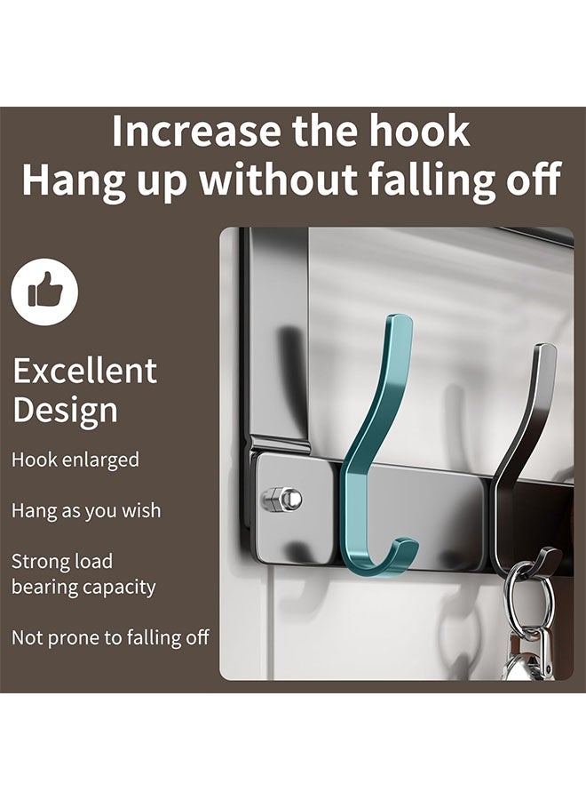 MLADEN Over the Door Hook Hanger Rack with 5 Hooks and Storage Basket,Towel Rack Silent Super Load-bearing Over the Door Hanger,Versatile Door Hanger for Coats,Robe,Towels, Bags, Keys - Ideal for Bathroom, Bedroom, Behind Back of Door, Grey, 43x10x28cm - Image 2