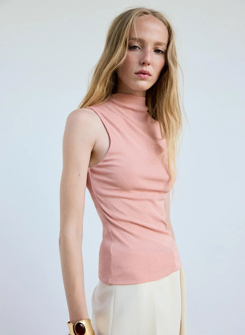 مانجو Fitted Fine-Knit Top