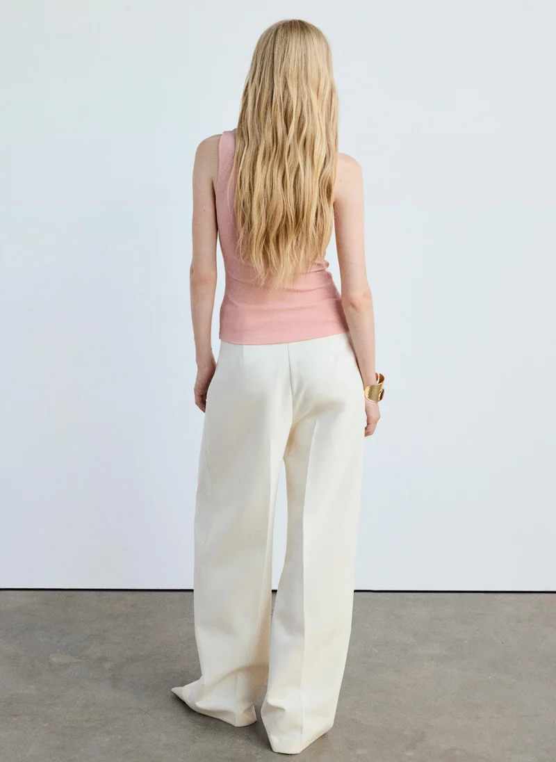 مانجو Fitted Fine-Knit Top