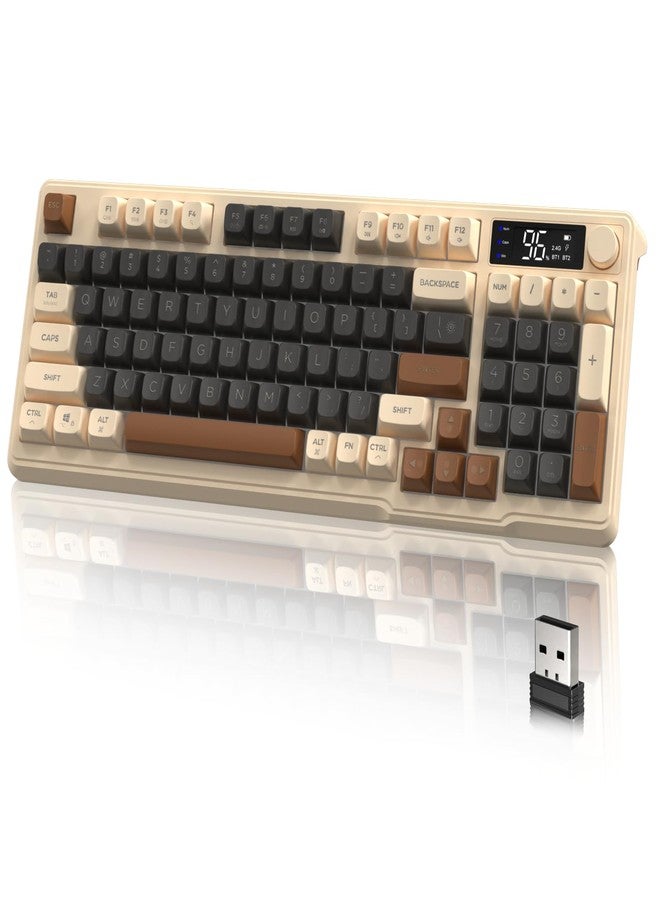 LexonElec M96 Wireless Gaming Keyboard,Knob Control Bluetooth/2.4G Wireless Mechanical Feeling Keyboard,RGB LED Backlit with Display Screen, PBT Keycap, 3000mAh, 94-Key Layout for Win/Mac(Coffee) - Image 1