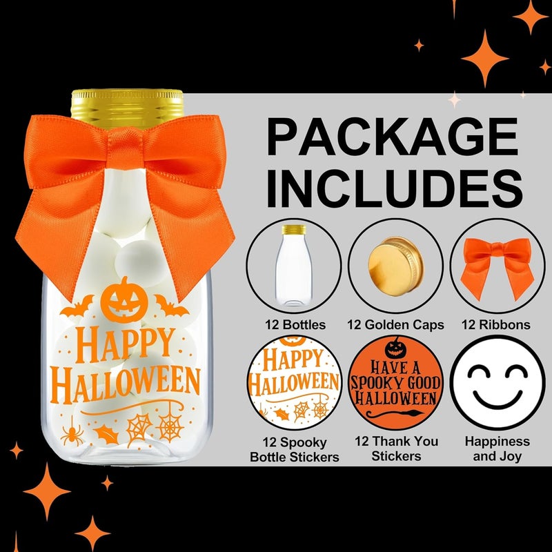 Ethisa Halloween Decorations Plastic Jars – Spooky 12 Pack Candy Containers & Kid Party Favor Jars for Trick or Treat, Haunted House Parties, and Table Centerpieces Decor - Cute Potion Bottles Gift - Image 2