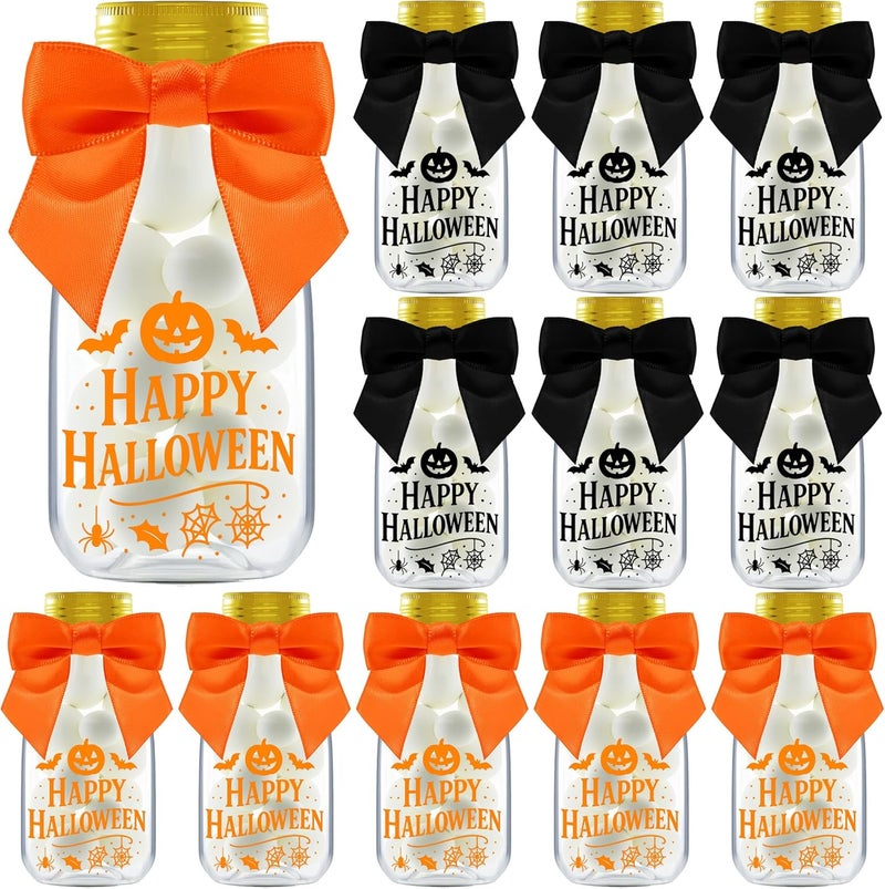 Ethisa Halloween Decorations Plastic Jars – Spooky 12 Pack Candy Containers & Kid Party Favor Jars for Trick or Treat, Haunted House Parties, and Table Centerpieces Decor - Cute Potion Bottles Gift - Image 1