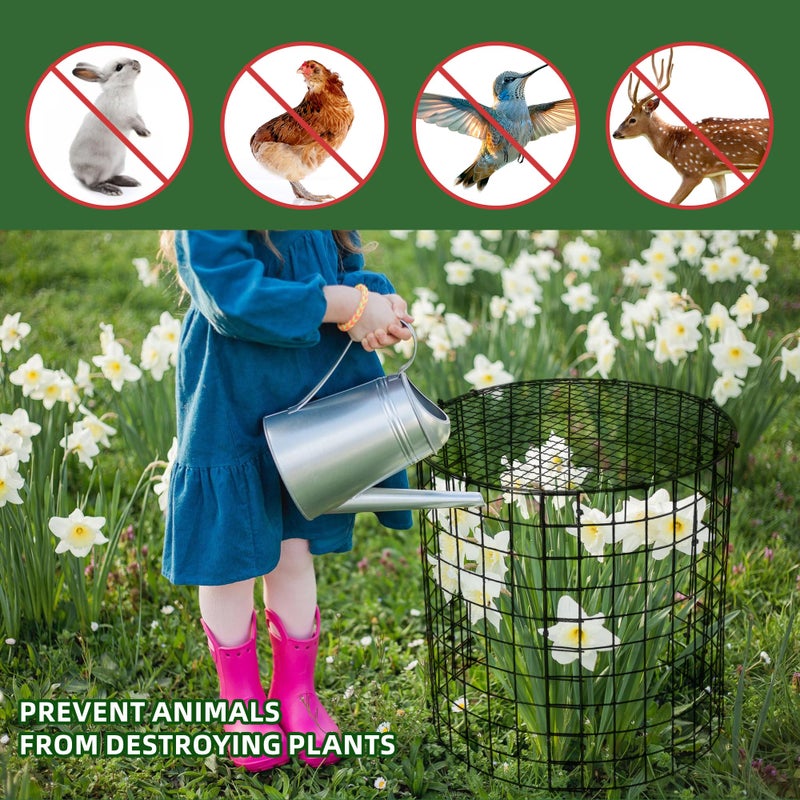 warmfarm 6 Sets of DIY Metal Plant Protectors from Deer, Garden Fencing Animal Barrier Size 11.8 * 12.9 inches, Mesh Plant Cage Chicken Wire Cloche for Plants with Stakes and Nylon Cables - Image 4