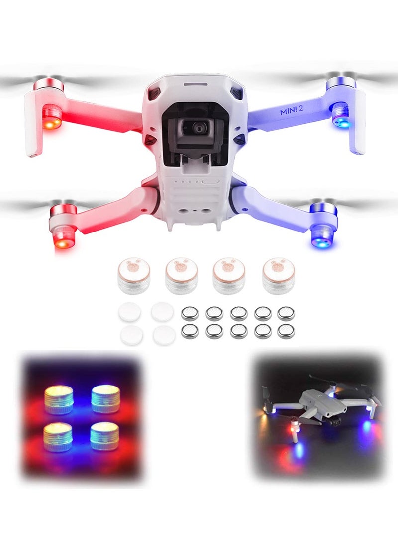 KASTWAVE Drone Night Flight Signal Light, 4 Pcs Anti-collision Indicator Strobe Led Light for DJI Mavic 3/ Air 2s/ Mavic Air 2/ Mavic Mini 2 Drone Accessories Searchlight Identification Burst Light (blue Red) - Image 1