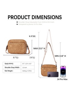 Bostanten BOSTANTEN Quilted Crossbody Bags for Women Vegan Leather Purses Small Shoulder Handbags with Wide Strap Camel Brown  - Image 3