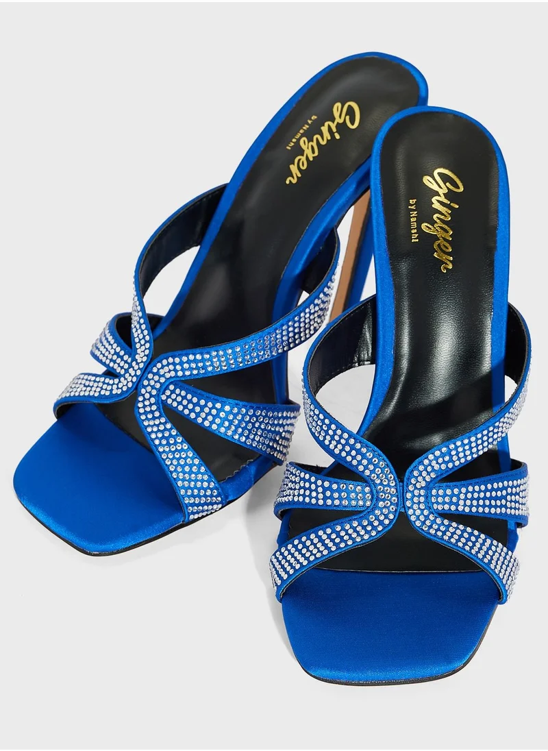 جينجر Embellished  High Heel Mules