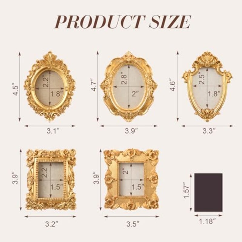 5 Pcs Refrigerator Mini Frames Magnetic Vintage Picture Display with Back Small Antique Picture Frames with Hooks and Rope Refrigerator Magnets Photo Display Christmas Decor - Image 2