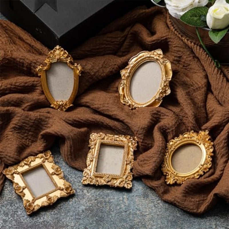 5 Pcs Refrigerator Mini Frames Magnetic Vintage Picture Display with Back Small Antique Picture Frames with Hooks and Rope Refrigerator Magnets Photo Display Christmas Decor - Image 5