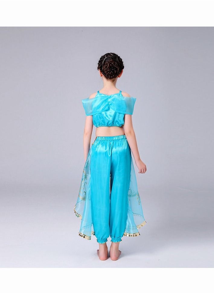 Generic - 2 Pcs Set Belly Dance Performance Costumes Pants Suit Aladdin Jasmine Princess Dress Up Party For Girls - Image 1