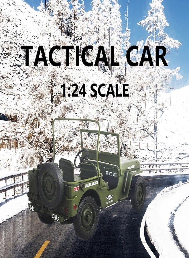 Ailejia Classic Military Truck 1:24 Scale Pretend Play Armored Old Style USA Army Vehicle Diecast Model Collectors Toy Car Great Gift for Children Boys Girls (Military Car) - Image 5