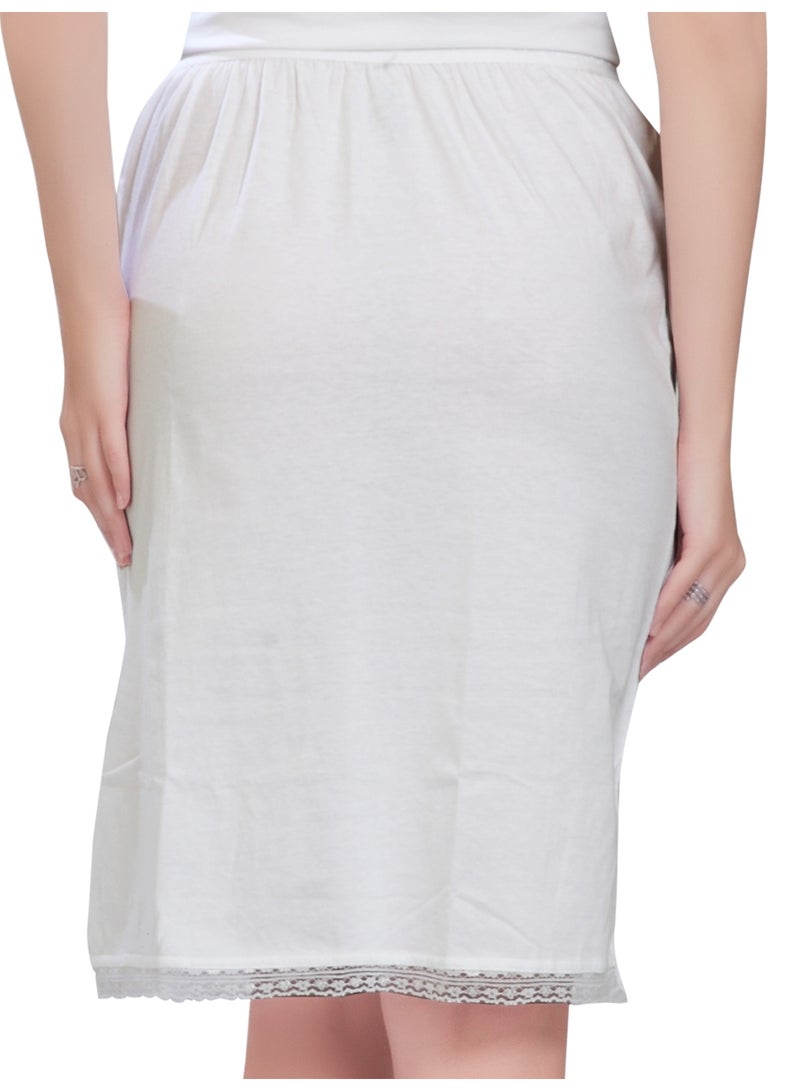 mybody Women’s White Cotton Underskirt – Inner Slip with Lace Trim – Sizes S to 3XL  - Image 2