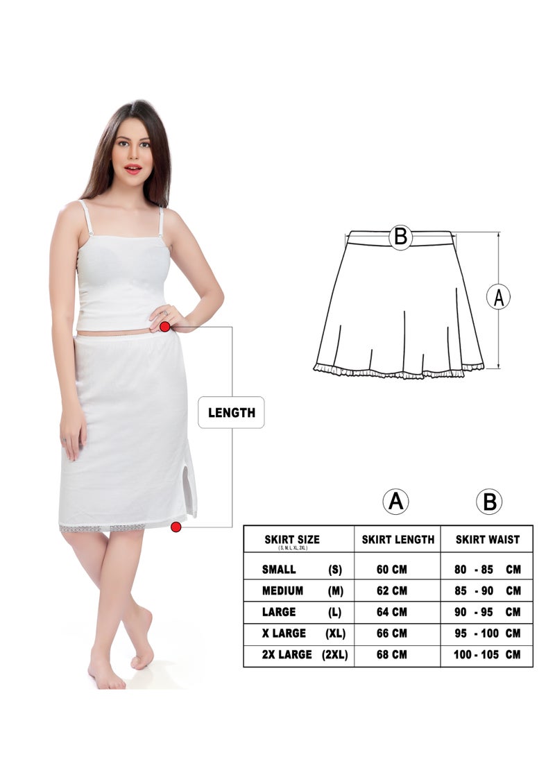 mybody Women’s White Cotton Underskirt – Inner Slip with Lace Trim – Sizes S to 3XL  - Image 5