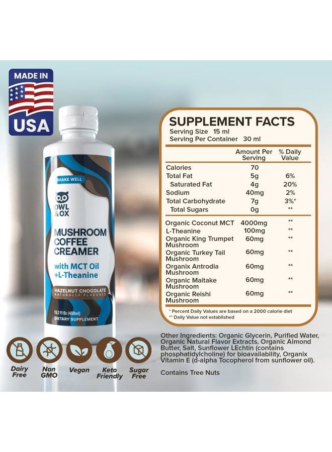 Owl & Ox Mct Oil Mushroom Coffee Cream by | L Theanine, Nootropic, Vegan, Sugar Free, Dairy Free, Adaptogens, Plant Based & Keto Compatible, Flavor - Image 4
