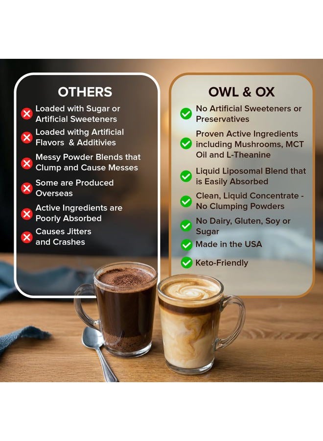 Owl & Ox Mct Oil Mushroom Coffee Cream by | L Theanine, Nootropic, Vegan, Sugar Free, Dairy Free, Adaptogens, Plant Based & Keto Compatible, Flavor - Image 3