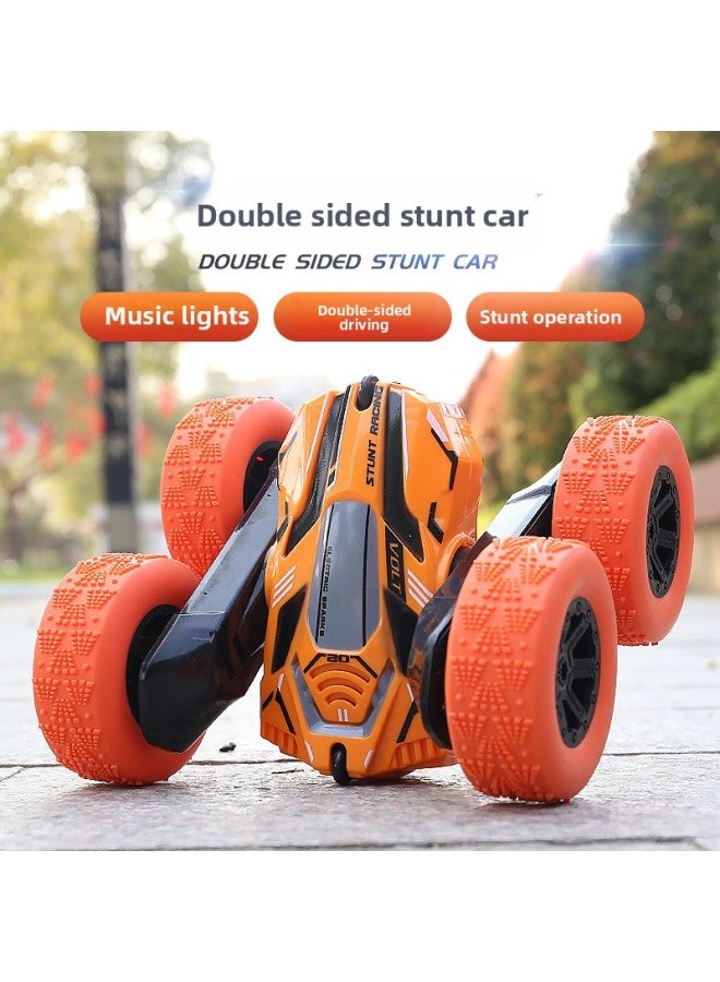 Double-sided Stunt Car High-speed 360-degree Rotating Rollover Car Light Music Children's Remote Control Car Toys-Color:Spider Color Double-sided Car 【blue】 - Image 4