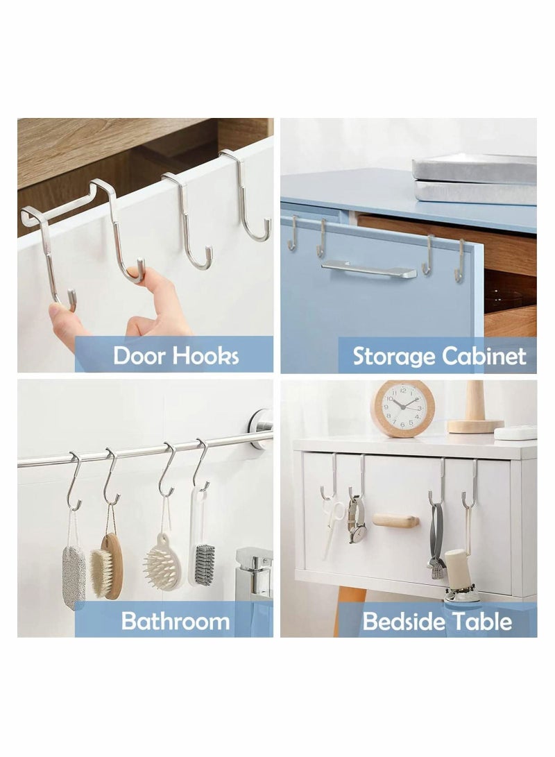 Y&D 4Pack Over Cabinet Hook Double S Shaped Drawer Hanger Stainless Steel Heavy Duty Hooks for Kitchen Closet Bathroom Wardrobe Door to Hang Clothes Towels - Image 2