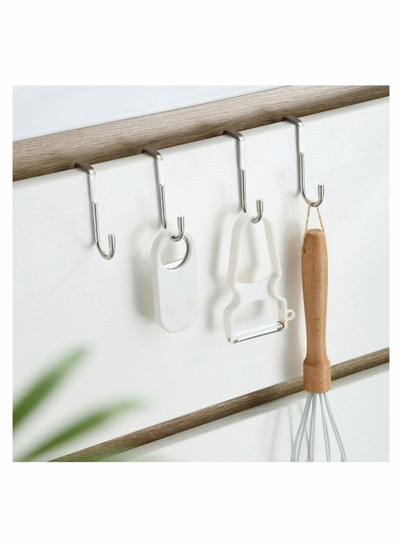 Y&D 4Pack Over Cabinet Hook Double S Shaped Drawer Hanger Stainless Steel Heavy Duty Hooks for Kitchen Closet Bathroom Wardrobe Door to Hang Clothes Towels - Image 4