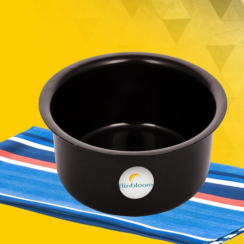 Flixbloom Regal Black Combo Sets of 2 Tope with Lid 1 LTR 2 LTR Hard Anodised Induction BaseLPG Gas Stove Friendly Cookware TopeContainerPatilaTapeliBhagona for Cooking Serving - Image 5