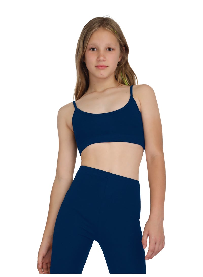 جولد كراون برا حمالة رفيعه قطن للبنات - كحلى - Image 1