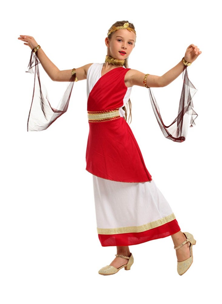 Al Aoyama girls cosplay masquerade dress Egyptian male pharaoh costume ancient Greek female queen robe with Headband for Toddler Little Girls  - Image 4