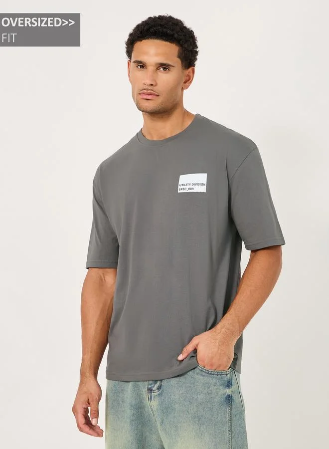 Styli Styli Minimal Chest Sticker Print Oversized T-Shirt