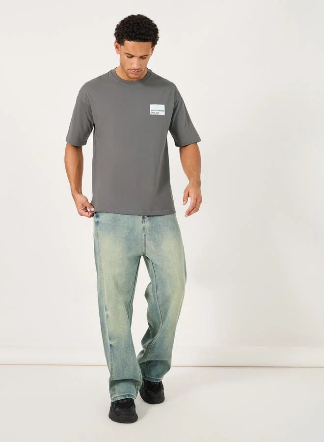 Styli Styli Minimal Chest Sticker Print Oversized T-Shirt
