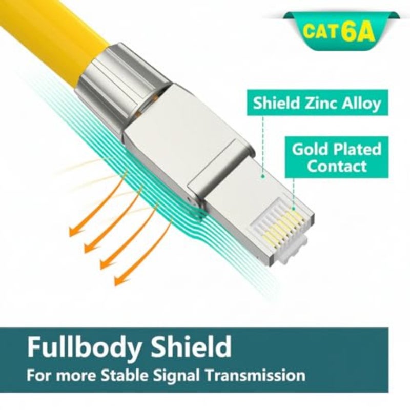 موصلات RJ45 Cat6A لشبكة 10G Ethernet، وإنهاء كابل SFTP/UTP المحمي، وتصميم قابل لإعادة الاستخدام بدون أدوات، وتركيب ميداني سريع باللون الرمادي - Image 4