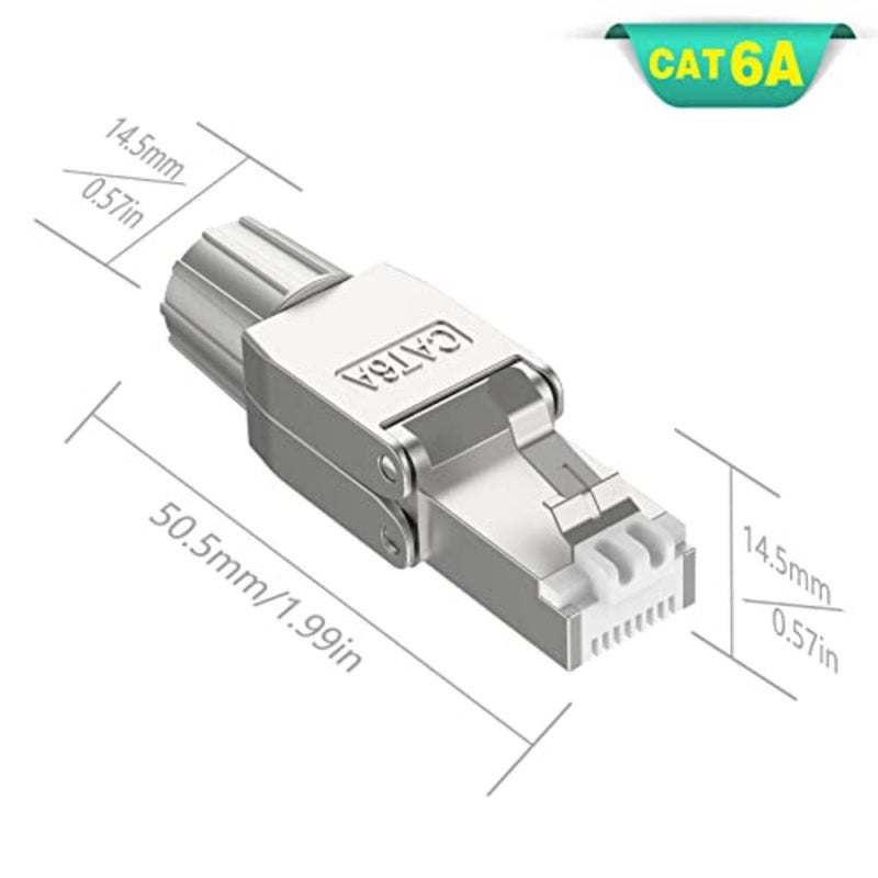 موصلات RJ45 Cat6A لشبكة 10G Ethernet، وإنهاء كابل SFTP/UTP المحمي، وتصميم قابل لإعادة الاستخدام بدون أدوات، وتركيب ميداني سريع باللون الرمادي - Image 2