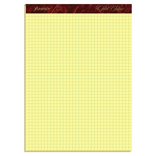 Ampad AMP22143 Gold Fibre Graph Pad, Quad-Ruled, Canary, 50 Sheets (Pack of 1) - Image 1