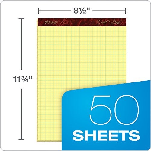 Ampad AMP22143 Gold Fibre Graph Pad, Quad-Ruled, Canary, 50 Sheets (Pack of 1) - Image 3