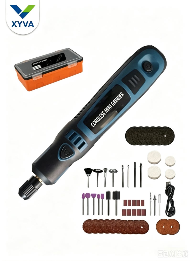 XYVA 1 Set DIY Small Electric Grinder, Household Hand-held Electric Polishing Tool For Jade Engraving, USB Rechargeable Electric Grinder Set Mini Small Electric Grinder Pen, Power Tool - Image 1