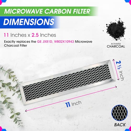 Bagean Microwave Charcoal Filter 11.02” x 2.52” for JX81D WB02X10943 GE Microwave Filter Replacement - This Carbon Filter Freshens and Filters Kitchen Air Entering the Over-the-Range Oven Vent Fan (2-Pack) - Image 3