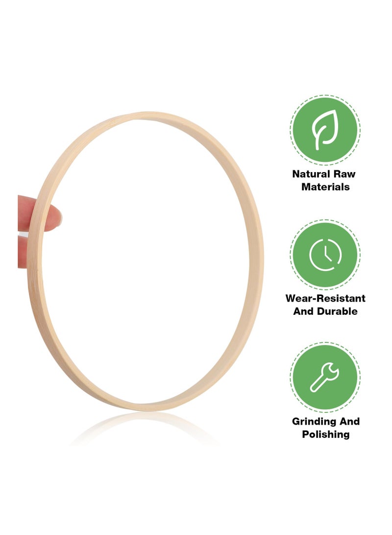 Zikra أطواق زهور مزخرفة، 10 قطع طوق زهور خشبي، حلقة ربط لصيد الأحلام، حلقات إكليل خشبية 20 سم لتزيين إكليل الزفاف وعيد الميلاد، وصيد الأحلام والحرف المعلقة على الجدران - Image 3