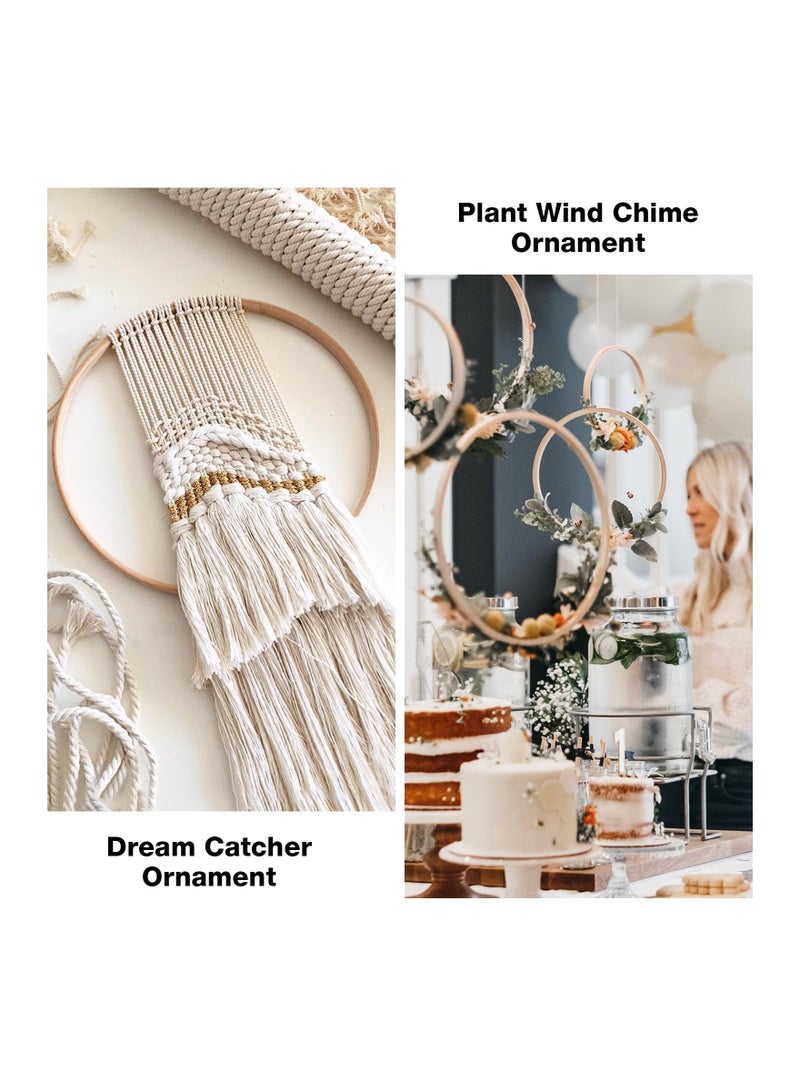 Zikra أطواق زهور مزخرفة، 10 قطع طوق زهور خشبي، حلقة ربط لصيد الأحلام، حلقات إكليل خشبية 20 سم لتزيين إكليل الزفاف وعيد الميلاد، وصيد الأحلام والحرف المعلقة على الجدران - Image 2