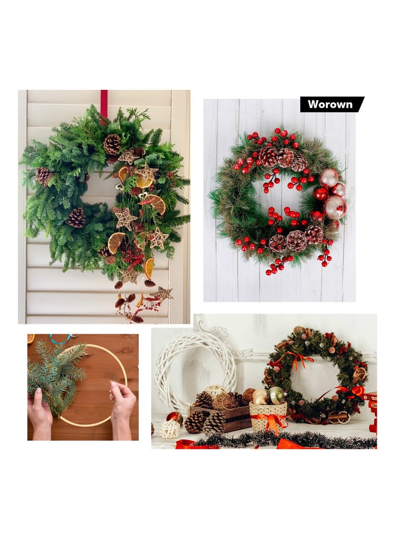 Zikra أطواق زهور مزخرفة، 10 قطع طوق زهور خشبي، حلقة ربط لصيد الأحلام، حلقات إكليل خشبية 20 سم لتزيين إكليل الزفاف وعيد الميلاد، وصيد الأحلام والحرف المعلقة على الجدران - Image 5