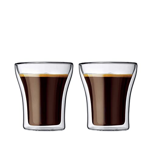 Baskety Double Wall Cups Glass 250ml - Insulated Thermal Mugs Glasses for Tea, Coffee, Latte, Cappucino, Cafe, Milk (Pack of 2) - Image 1